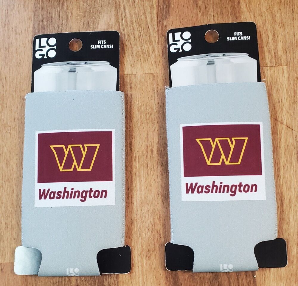 Washington Commanders Set of 2 Slim Can Cooler Sleeves, NFL Coozie Koozie Logo